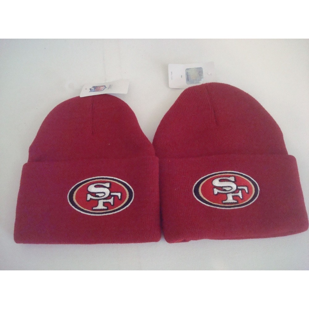 2PC LOT‎ SAN FRANCISCO 49ERS  BEANIE KNIT TOBOGGAN  HAT CAP VINTAGE DEADSTOCK 03